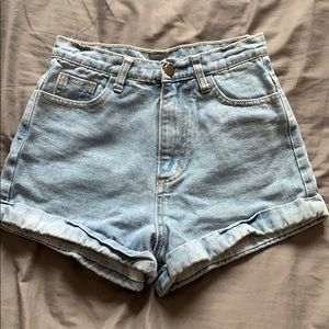 high waisted denim shorts